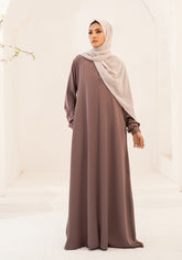 RIMAAL FRONT OPEN ABAYA - COFFEE